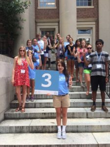 Elizabeth's orientation group poses for a creative photo competition during her first-year orientation on June 27, 2014.