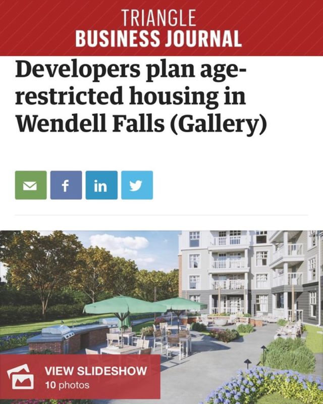 Our client @wendellfallsnc, one of the largest master-planned communities in the Triangle, closed on its first age-eligible rental community plan, Arden at Wendell Falls, that will offer 140 open-concept units and exclusive onsite amenities!
 
Visit our blog to see the @trianglebizjrnl coverage and read the full feature in the TBJ to learn more about Arden at Wendell Falls.